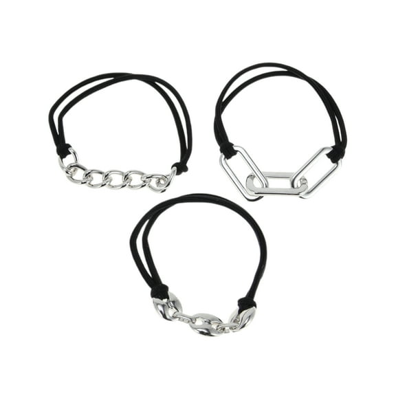 Unique Bargains 3 Pcs Exquisite Bracelet Scrunchies Hair Elastic Band Silver Tone