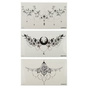 Unique Bargains Christmas 3 Pcs Exquisite Fake Tattoos Temporary Tatto for Adult Black