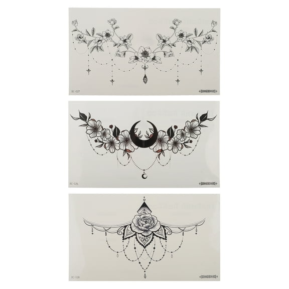 Unique Bargains Christmas 3 Pcs Exquisite Fake Tattoos Temporary Tatto for Adult Black