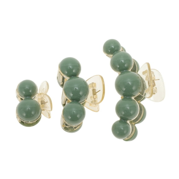 Unique Bargains 3 Pcs Fashion Round Hair Clips Hairdo Clip Green