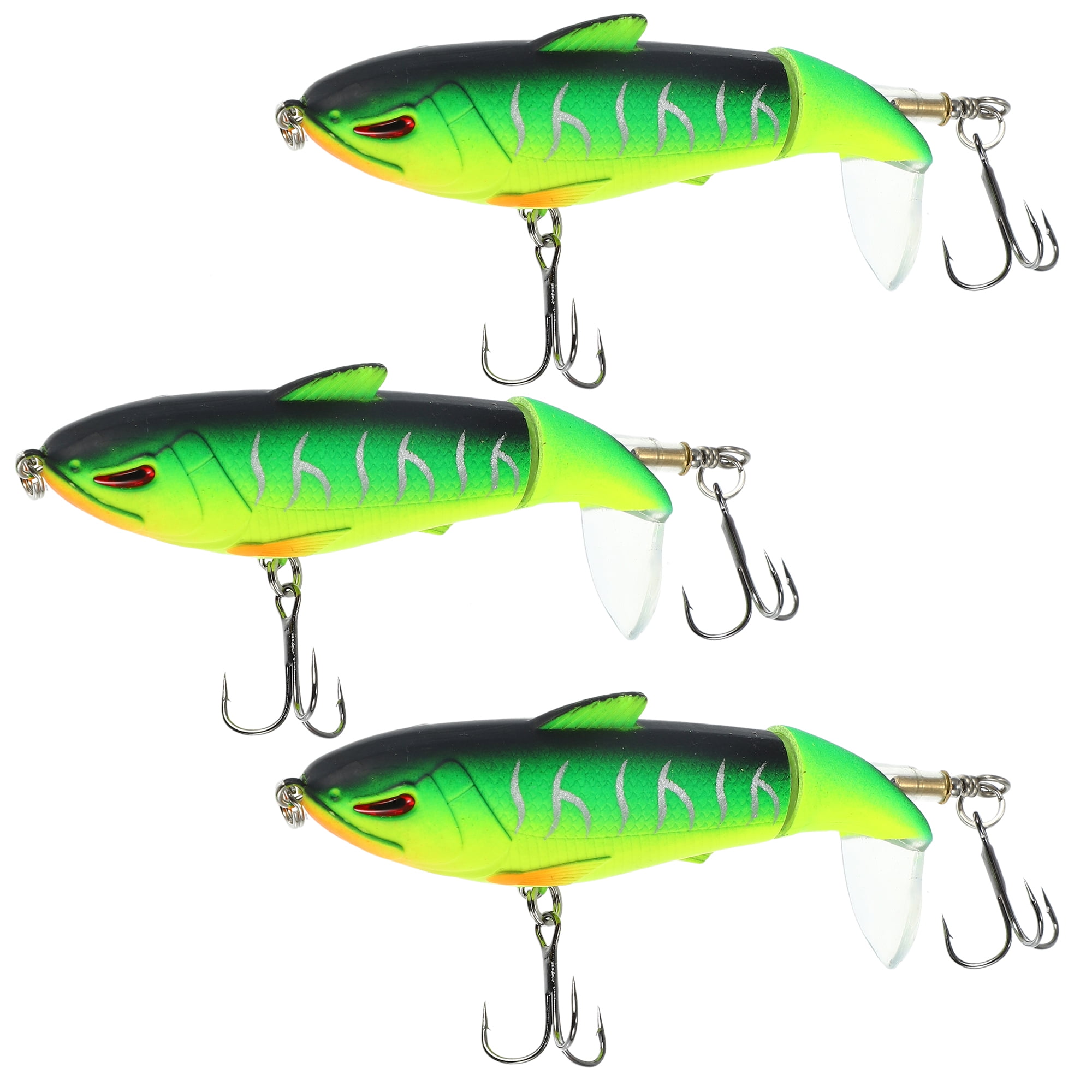 Unique Bargains 3 Pcs Fishing Lures Jerk Baits for Bass Fishing Lifelike  Freshwater Lures ABS Green Yellow Black 0.04lb 