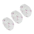 thumbnail image 1 of Unique Bargains 3 Pcs Flower Single Layer Shower Cap for Bathroom White Pink PEVA, 1 of 6