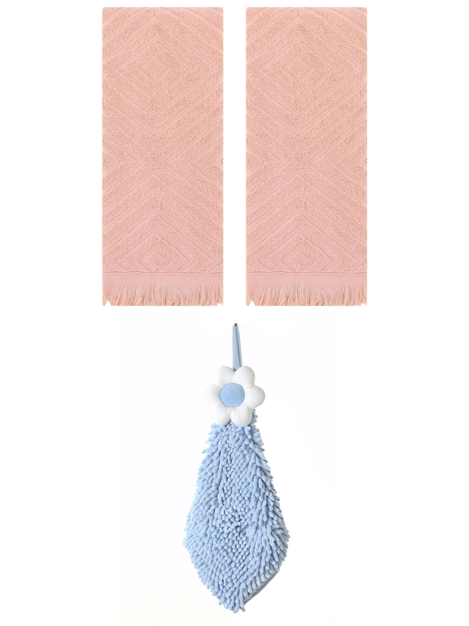 Unique Bargains 3 Pcs Geometric Soft Hand Towels Orange/Blue-2 13" x 29"/6" x 15"