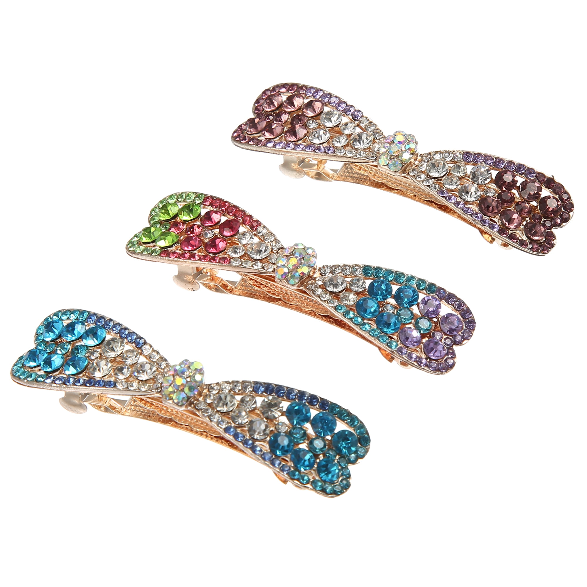 Unique Bargains 3 Pcs Hair Barrettes Hair Accessories Women Purple Blue Multicolor