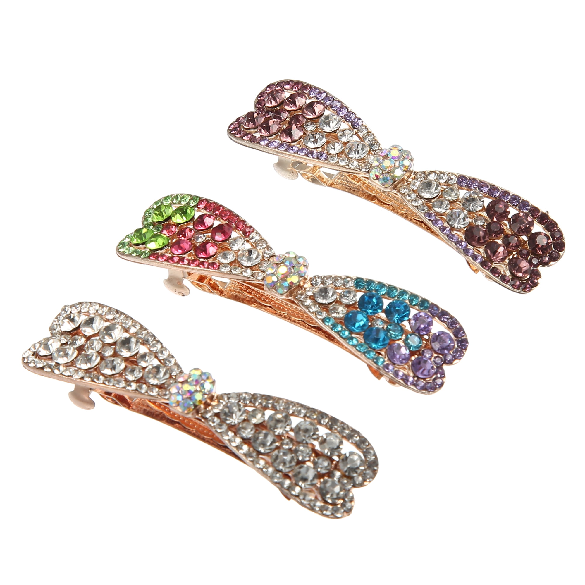 Unique Bargains 3 Pcs Hair Barrettes Hair Accessories Women White Purple Multicolor