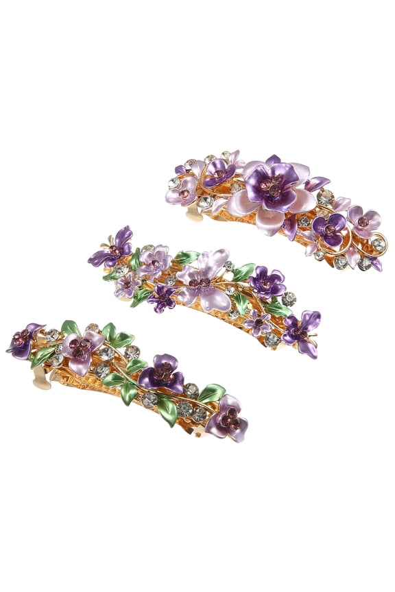 3 Pcs Hair Barrettes Accessories Purple