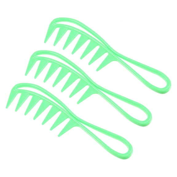 Unique Bargains 3 Pcs Anti Static Hair Comb Wide Tooth for Thick Curly Hair Hair Care Detangling Comb Green