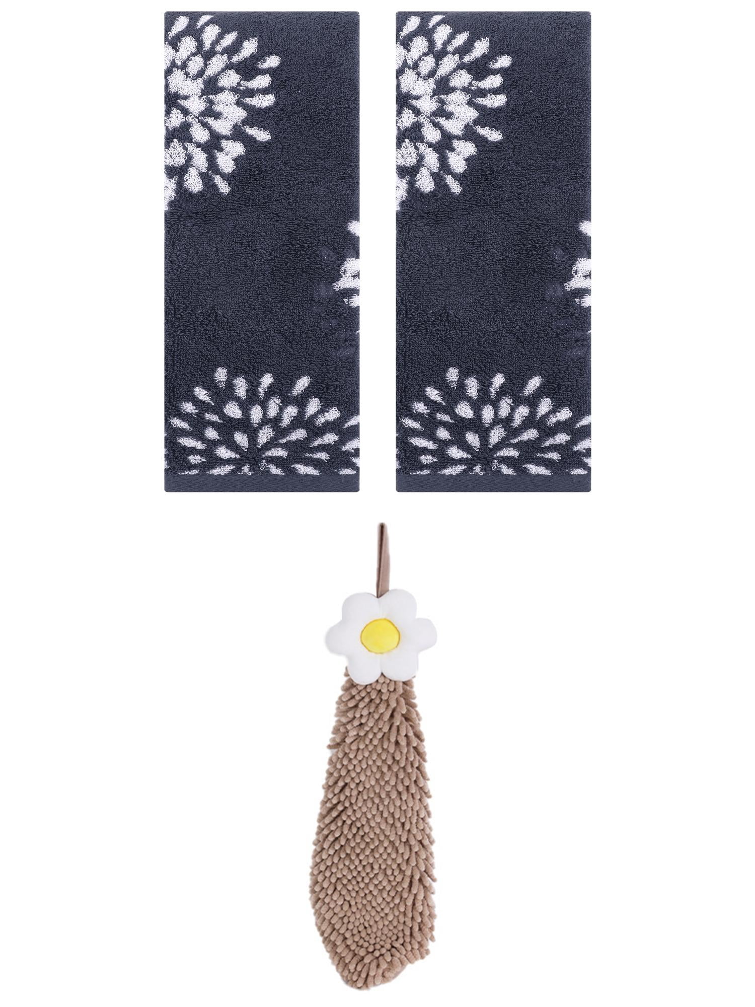 Unique Bargains 3 Pcs Hand Towelroom Blue/Brown 14" x 30"/6" x 15"