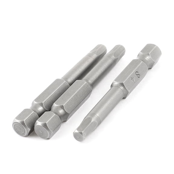 Unique Bargains 3 Pcs Hardware Parts Magnetic 4mm Tip 50mm Long Hex Hexagon Screwdriver Bits