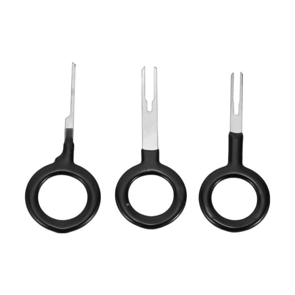 Unique Bargains 3 Pcs Key Shape Universal Terminal Removal Tool Assortment Kit Car Truck Motorcycle Boat Wire Connector Terminal Pin Extractor Kit Black,Silver Tone
