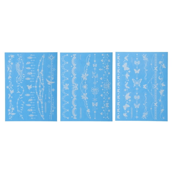 Unique Bargains 3 Pcs Luminous Fake Tattoos Bracelet Pattern Temporary Tatto for Adult Fluorescent Blue