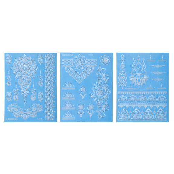 Unique Bargains 3 Pcs Luminous Fake Tattoos Mixed Styles Temporary Tatto for Adult Fluorescent Blue