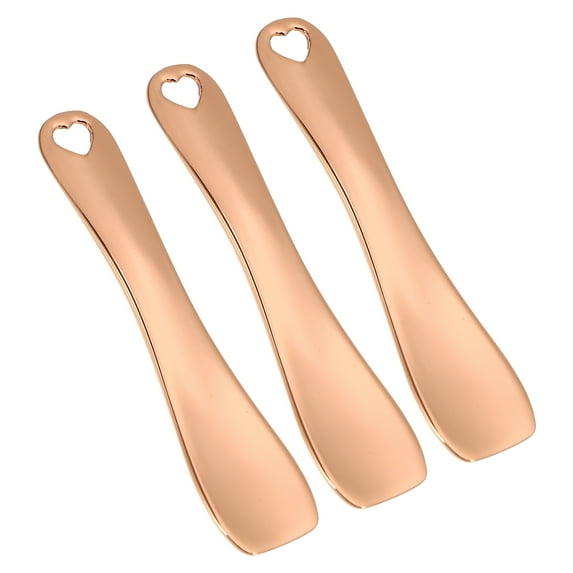 Unique Bargains 3pcs Makeup Spatula Mini Spoon Eye Cream Massage Sticks Beauty Scoop Heart Shaped 2.36"x0.49" Rose Gold Tone