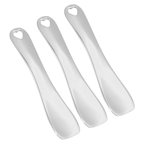 Unique Bargains 3pcs Makeup Spatula Mini Spoon Eye Cream Massage Sticks Beauty Scoop Heart Shaped 2.36"x0.49" Silver Tone