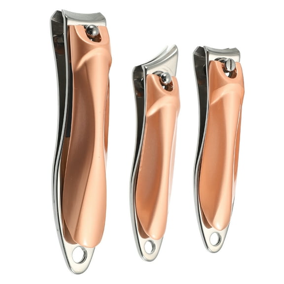 Unique Bargains 3 Pcs Nail Clippers for Nail Care Portable Stainless Steel Zinc Alloy Rose Gold Tone Silver Tone