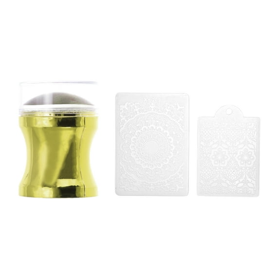 Unique Bargains 3 Pcs Portable Nail Art Stamp for Nail DIY Gold Tone