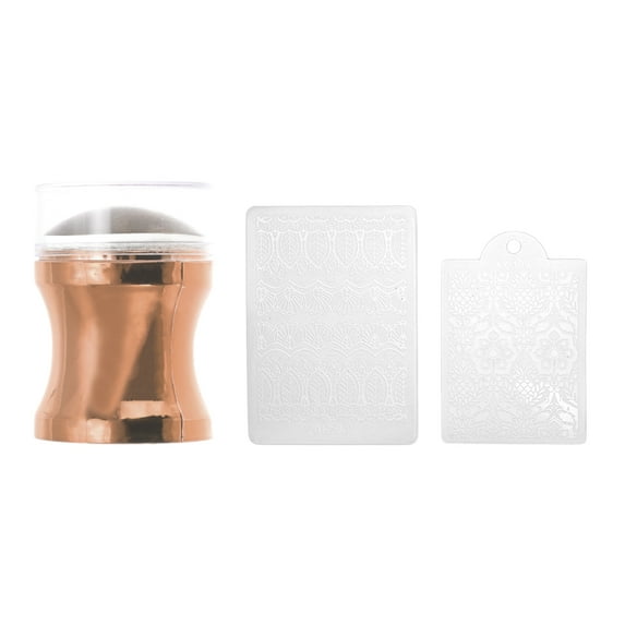 Unique Bargains 3 Pcs Portable Nail Art Stamp for Nail DIY Rose Gold Tone
