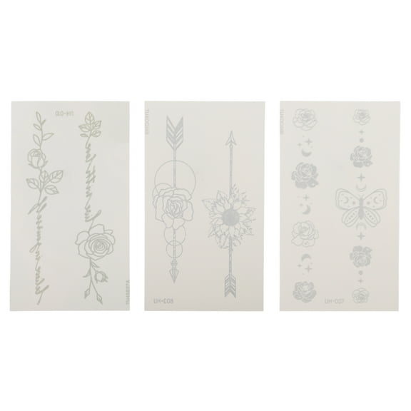 Unique Bargains 3 Pcs Realistic Fake Tattoos Butterfly Roses PatternTemporary Tatto for Adult Gray