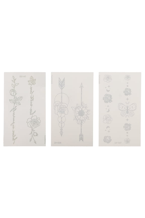 3 Pcs Realistic Fake Tattoos Butterfly Roses PatternTemporary Tatto for Adult Gray