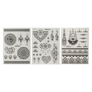 Unique Bargains 3 Pcs Realistic Fake Tattoos Mixed Styles Temporary Tatto for Adult Black