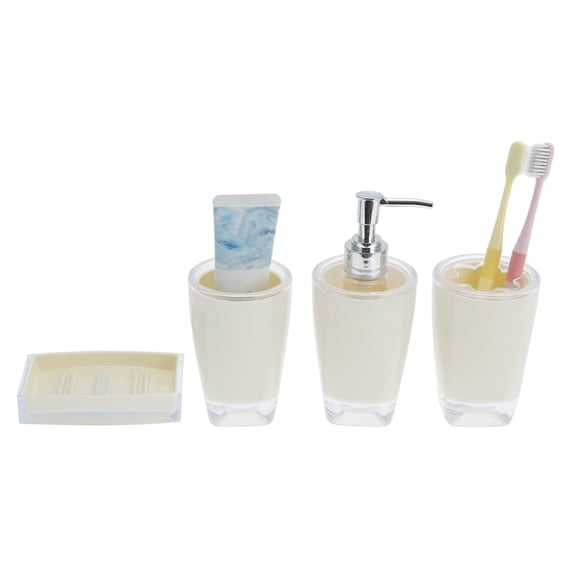 Unique Bargains 3 Pcs Reusable Bathroom Accessories Set Beige