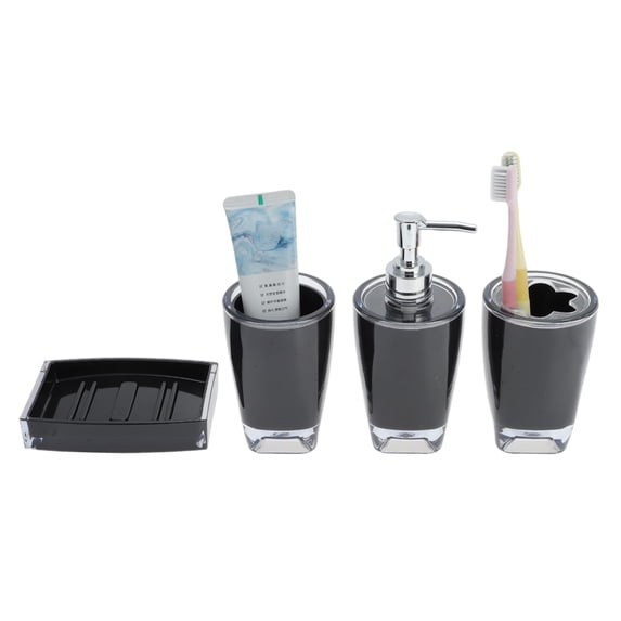Unique Bargains 3 Pcs Reusable Bathroom Accessories Set Black