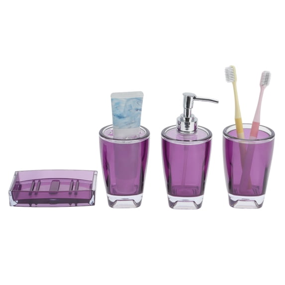 Unique Bargains 3 Pcs Reusable Bathroom Accessories Set Purple