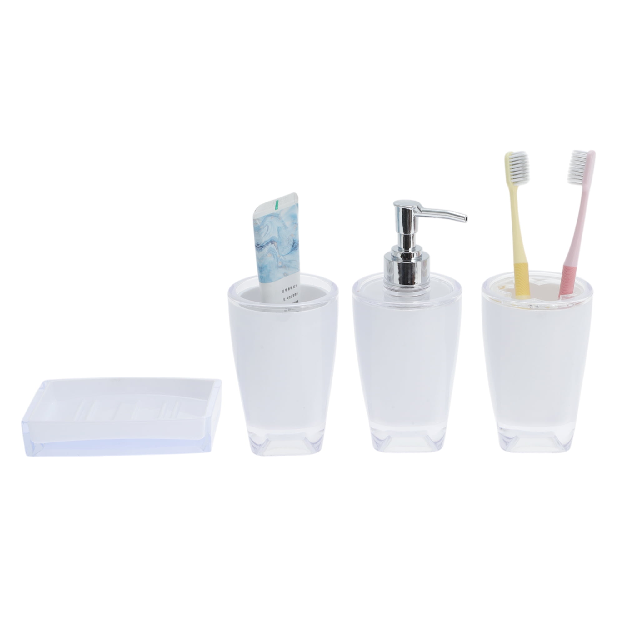 Unique Bargains 3 Pcs Reusable Bathroom Accessories Set White