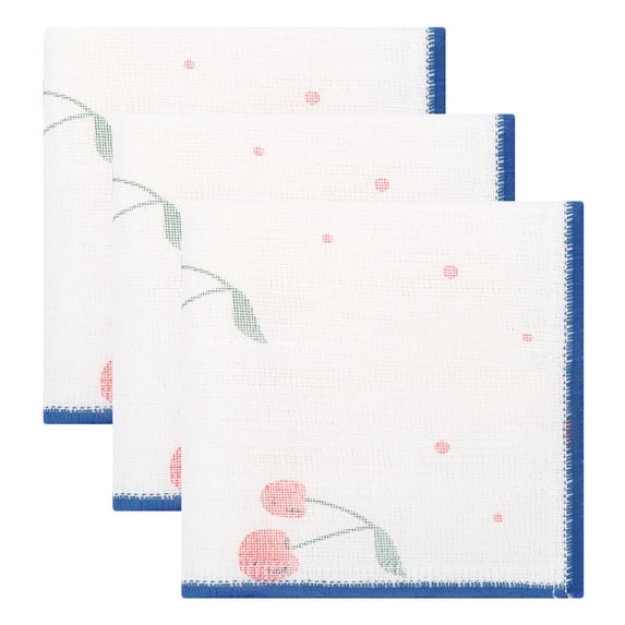 Unique Bargains 3 Pcs Reusable Cute Pattern Quick Dry Rags Dish Cloths Blue 12" x 12"