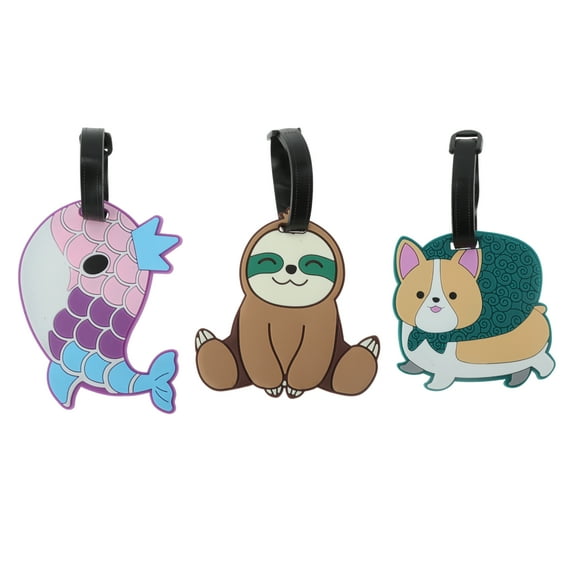 Unique Bargains 3 Pcs Reusable Luggage Tag for Travel Brown