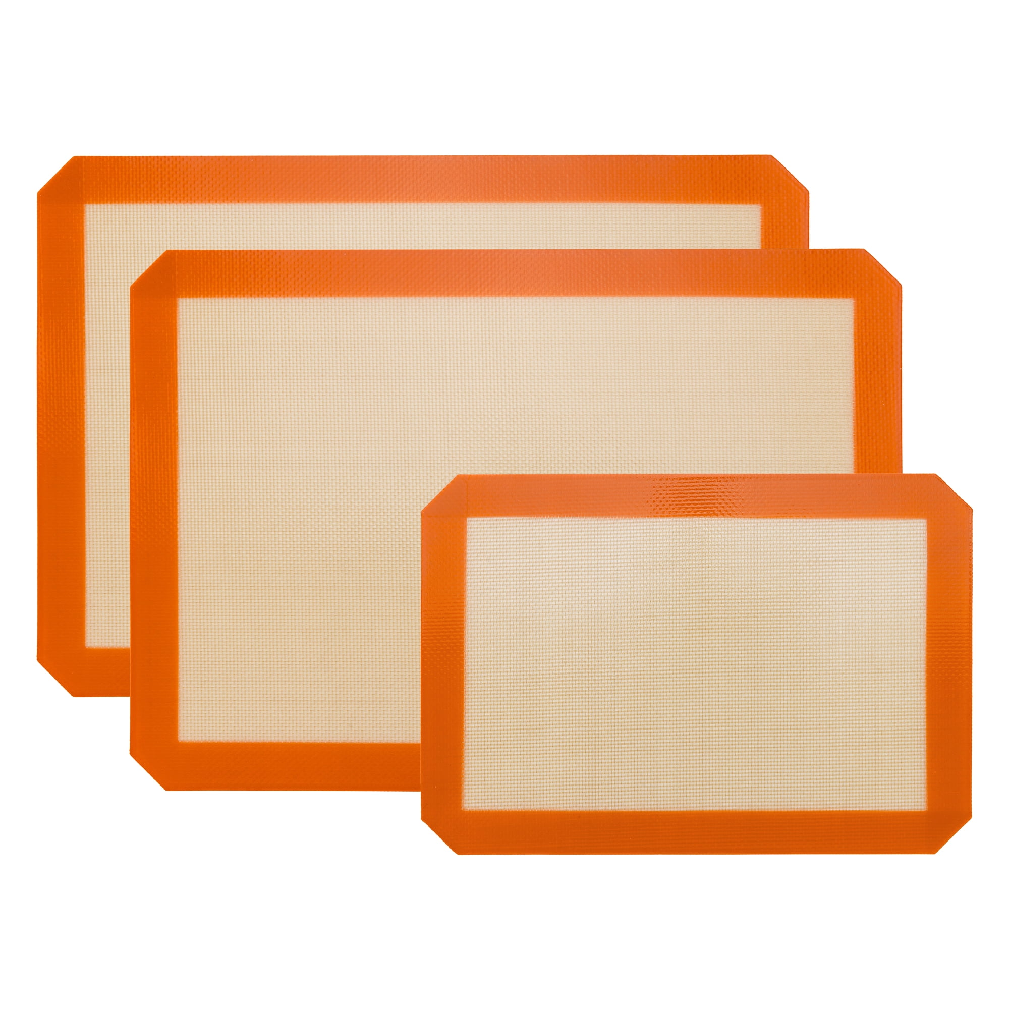 Unique Bargains 3 Pcs Silicone Pastry Baking Mat Heat Resistant Dough Rolling Sheet Thick Orange 16.5"x11.6"