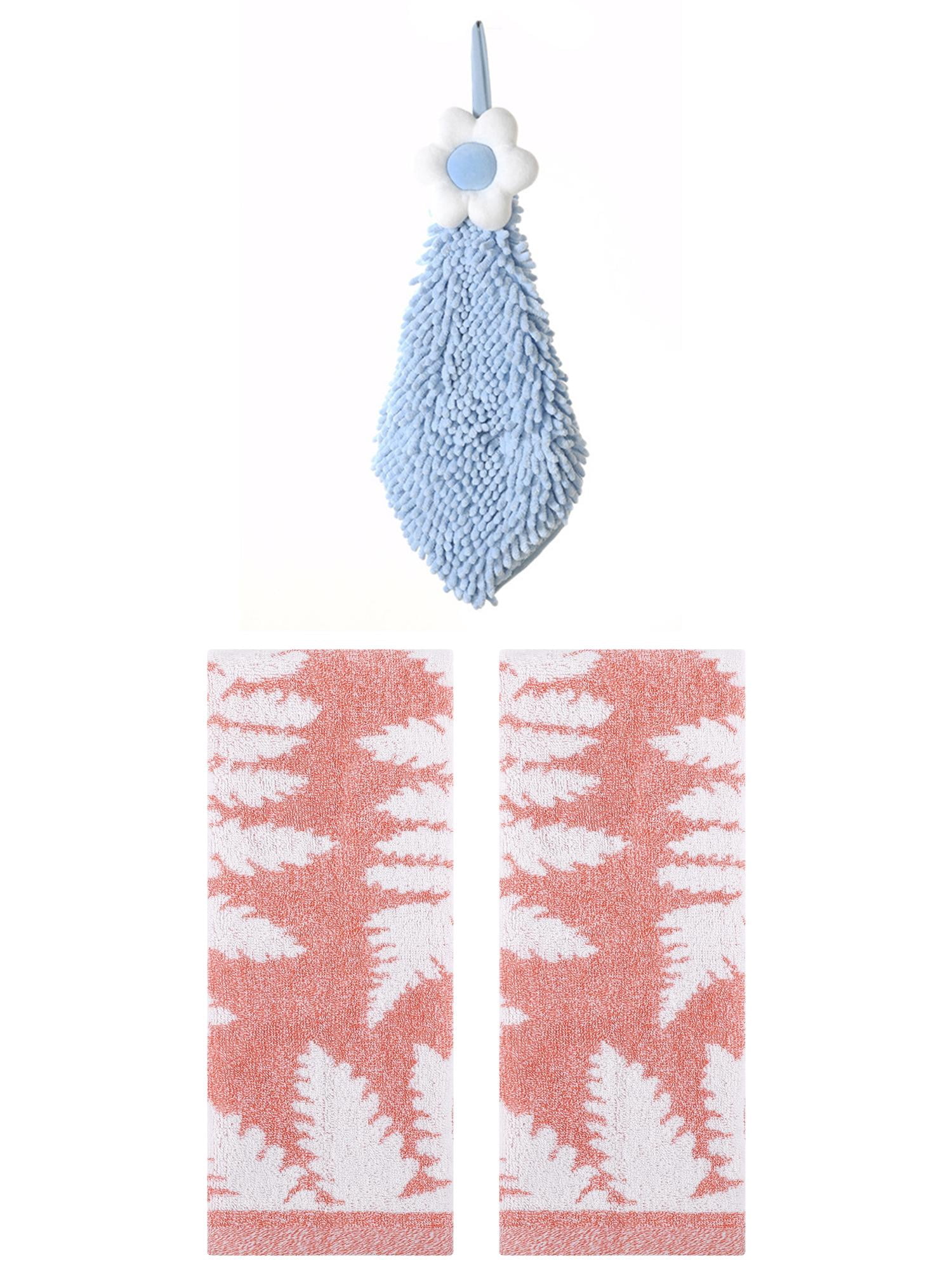 Unique Bargains 3 Pcs Soft Absorbent Hand Towels Pink/Blue-2 13" x 29"/6" x 15"
