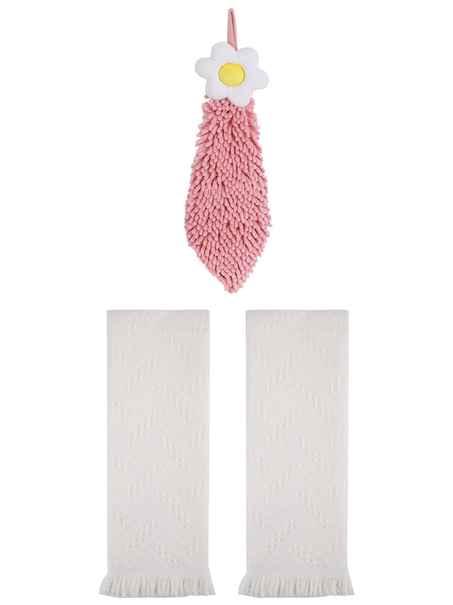 Unique Bargains 3 Pcs Soft Absorbent Towels Beige/Pink-1 13" x 29"/6" x 15"