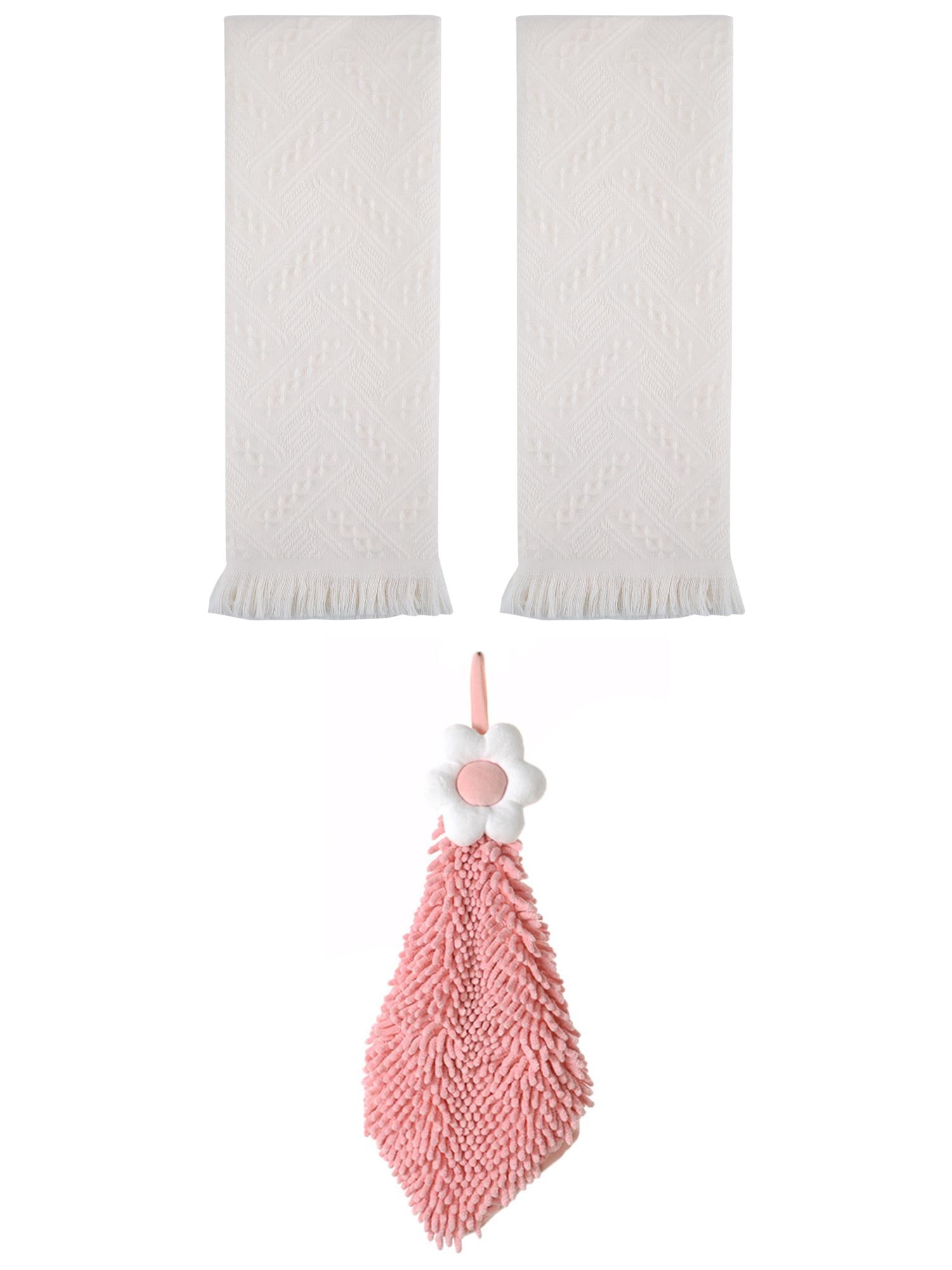Unique Bargains 3 Pcs Soft Absorbent Towels Beige/Pink-2 13" x 29"/6" x 15"