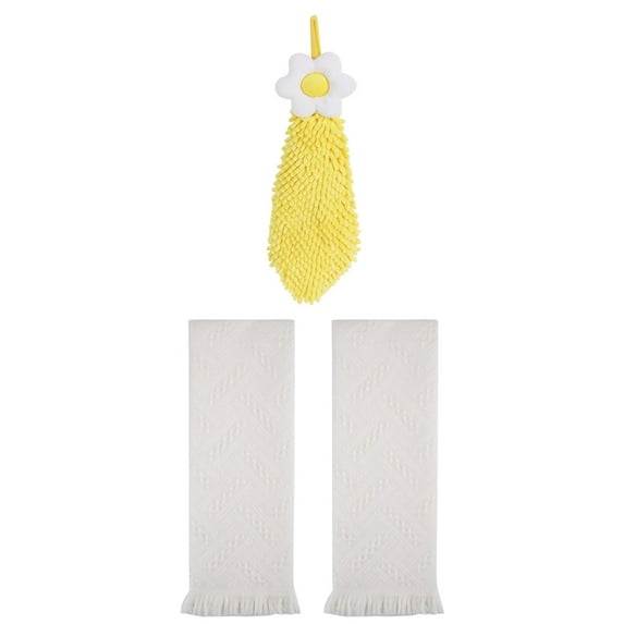 Unique Bargains 3 Pcs Soft Absorbent Towels Beige/Yellow 13" x 29"/6" x 15"