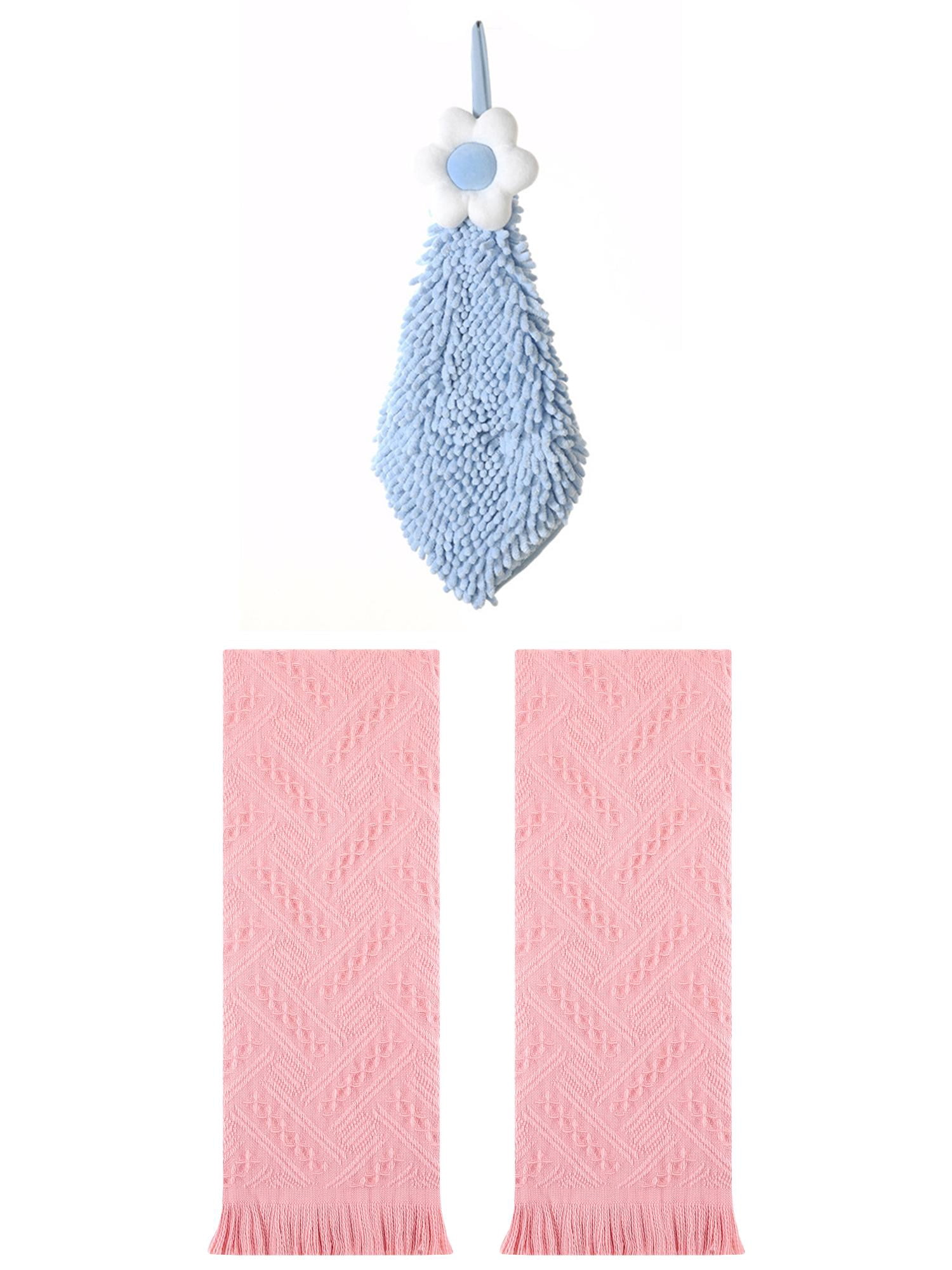 Unique Bargains 3 Pcs Soft Absorbent Towels Pink/Blue-2 13" x 29"/6" x 15"