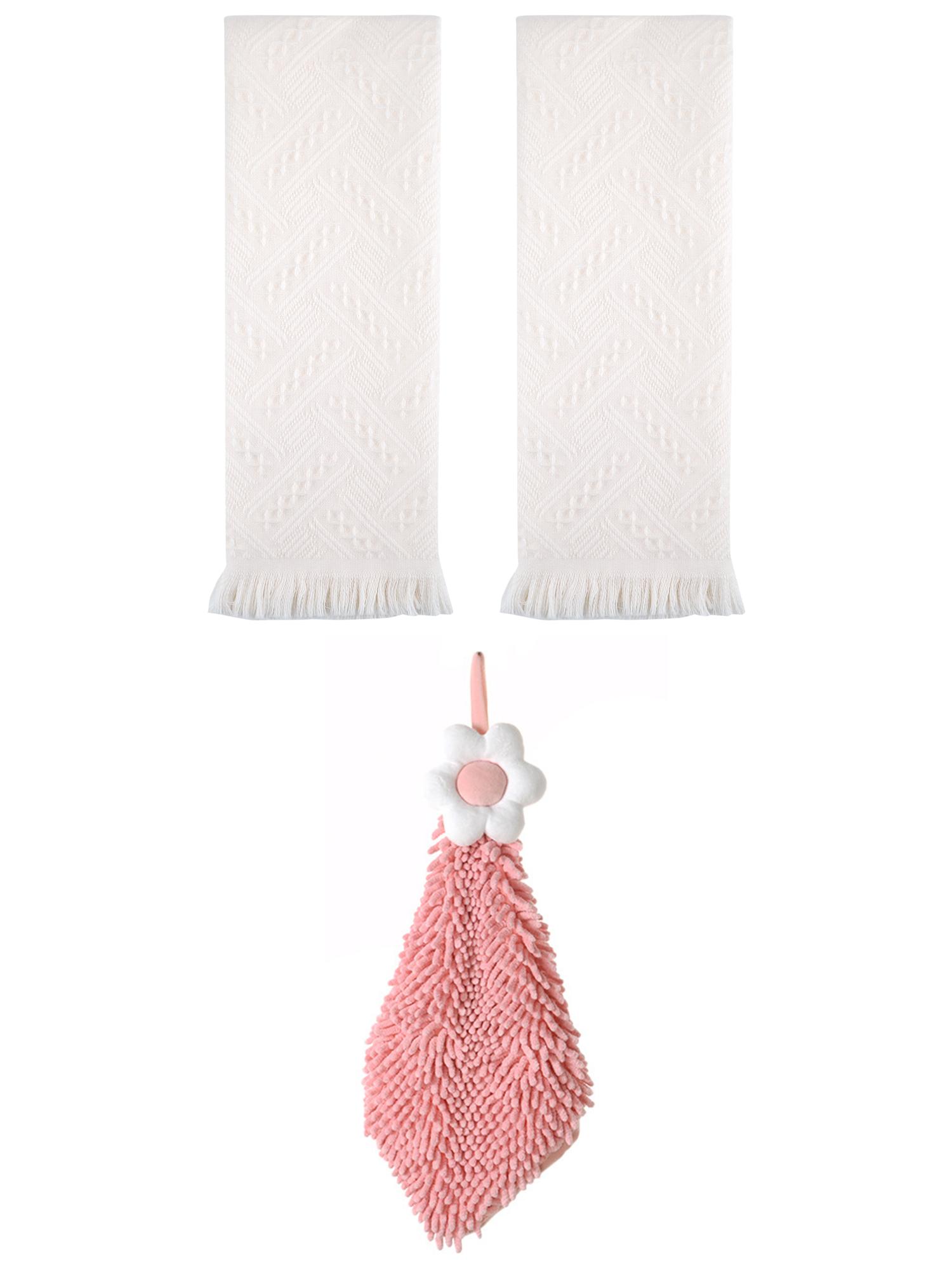 Unique Bargains 3 Pcs Soft Absorbent Towels Pink/Pink-2 13