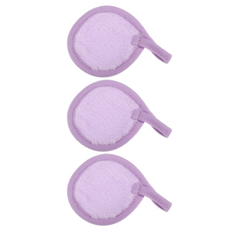 Unique Bargains 3 Pcs Soft Flannel Pads Reusable Makeup Remover Eco Pads Facial Cleansing Pad for Most Skin Types Purple