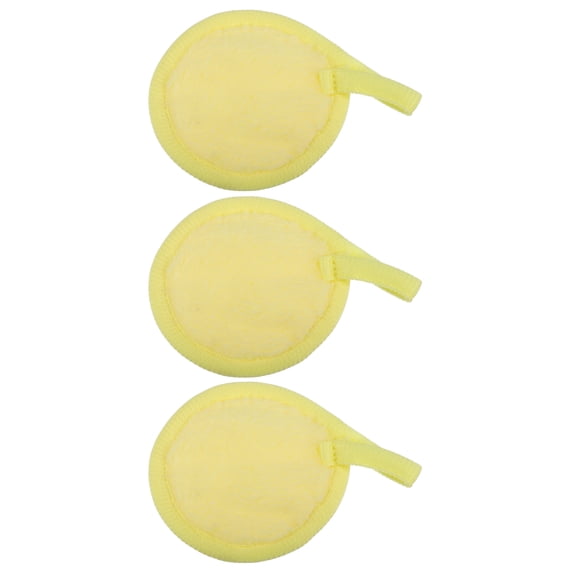 Unique Bargains 3 Pcs Soft Flannel Pads Reusable Makeup Remover Eco Pads Facial Cleansing Pad for Most Skin Types Yellow