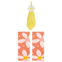 Unique Bargains 3 Pcs Soft Floral Hand Towels Orange/Yellow 13" x 29"/6" x 15"