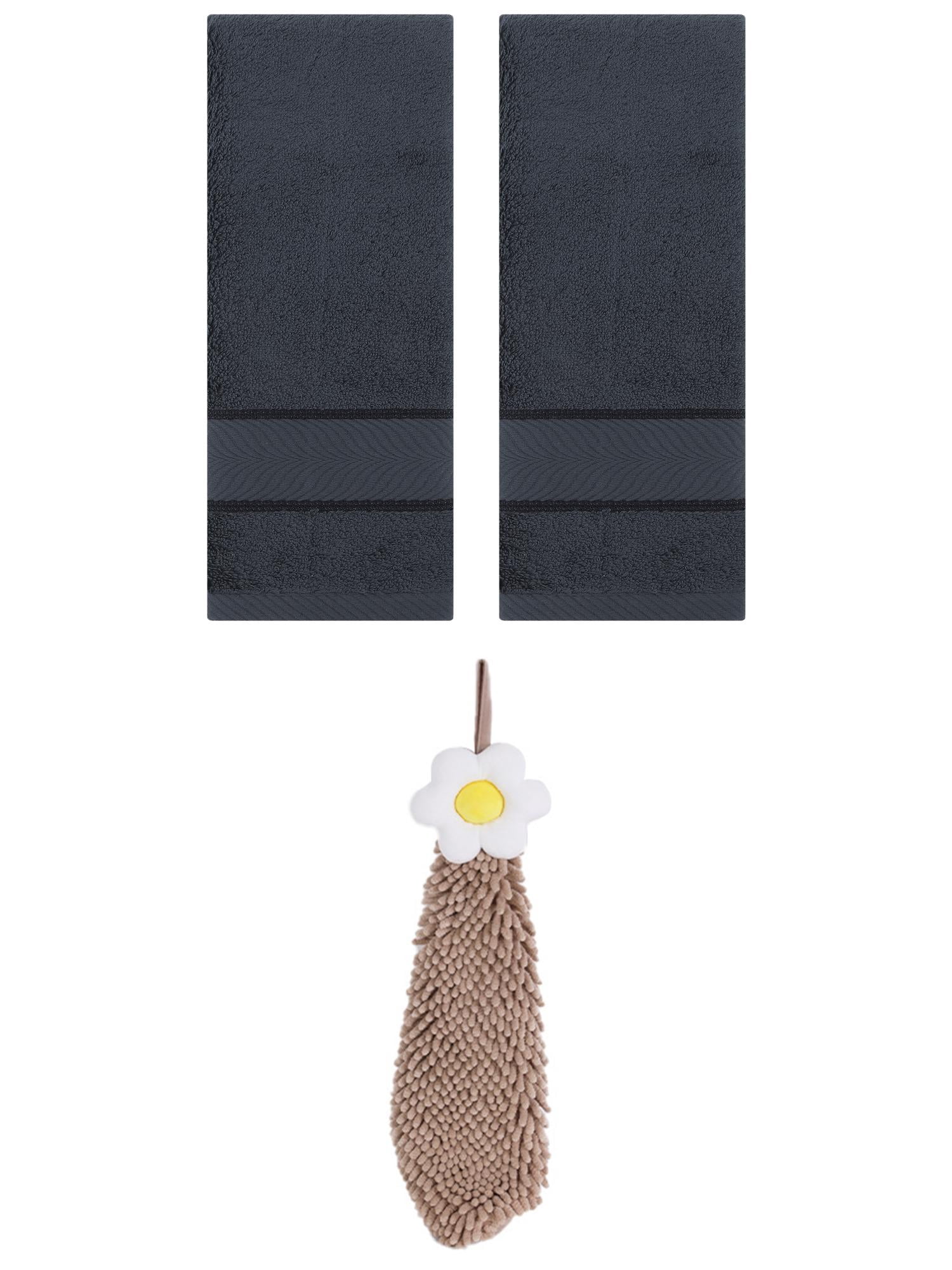 Unique Bargains 3 Pcs Soft Hand Towel Set Dark Grey/Brown 14" x 30"/6" x 15"