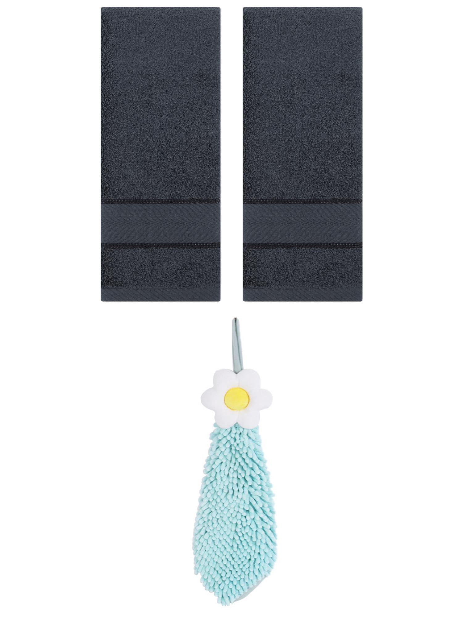Unique Bargains 3 Pcs Soft Hand Towel Set Dark Grey/Green 14" x 30"/6" x 15"