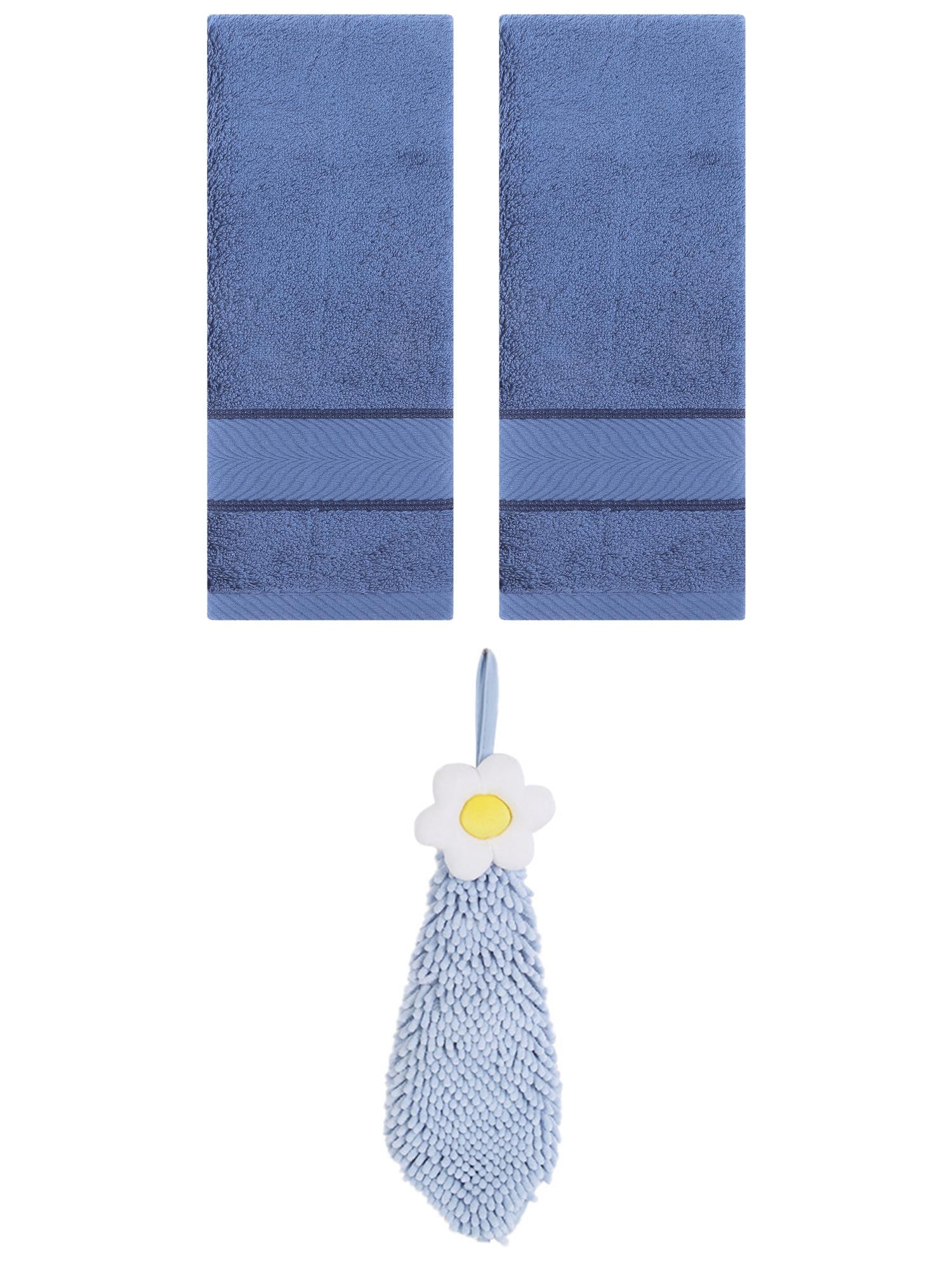 Unique Bargains 3 Pcs Soft Hand Towel Set Light Blue/Blue-1 14" x 30"/6" x 15"