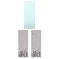 thumbnail image 1 of Unique Bargains 3 Pcs Soft Tassels Waffle Hand Towel Grey/Light Cyan 14"x30"/13"x30", 1 of 5