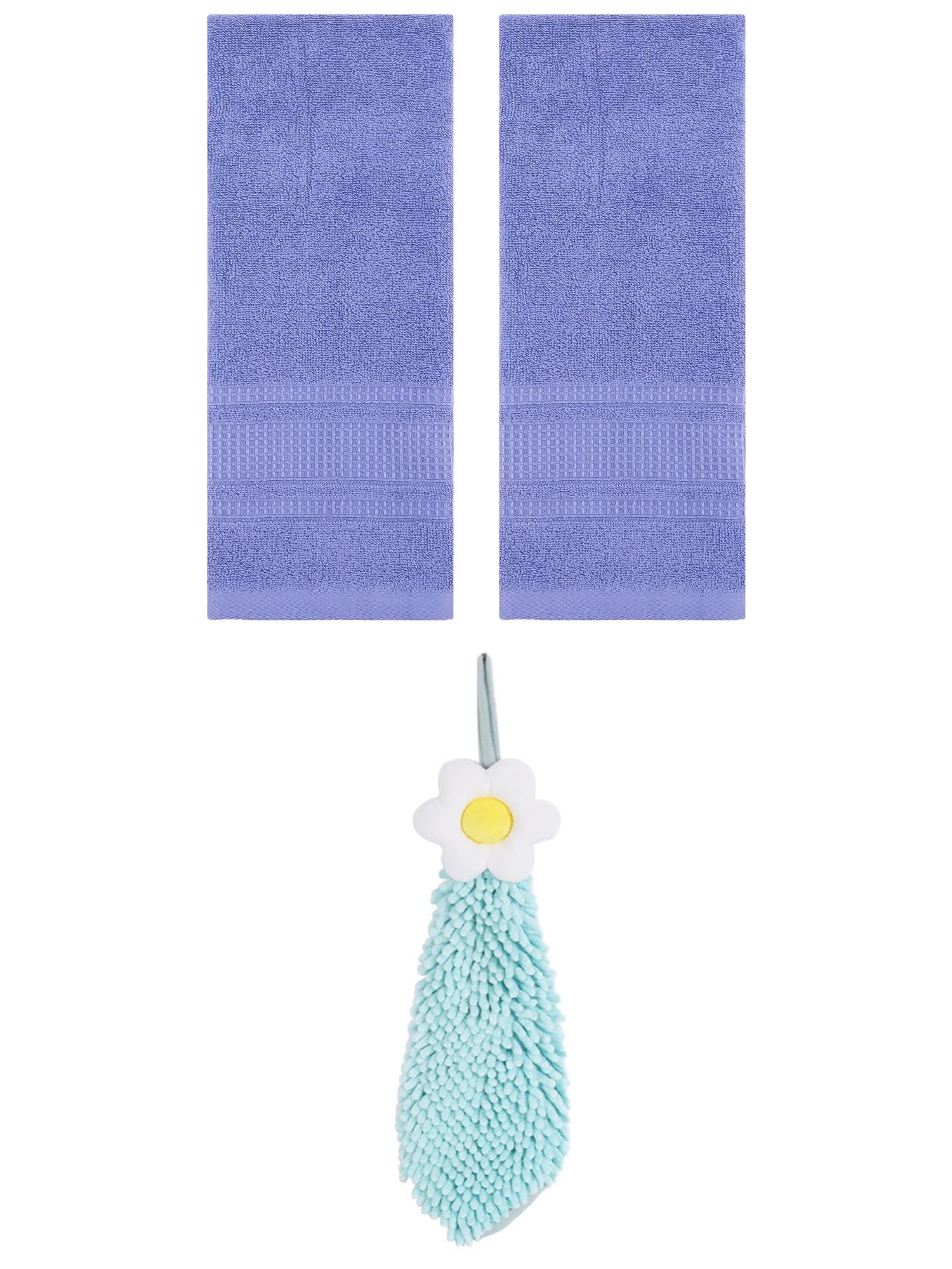 Unique Bargains 3 Pcs Solid Soft Hand Towels Dark Blue/Green 13" x 29"/6" x 15"