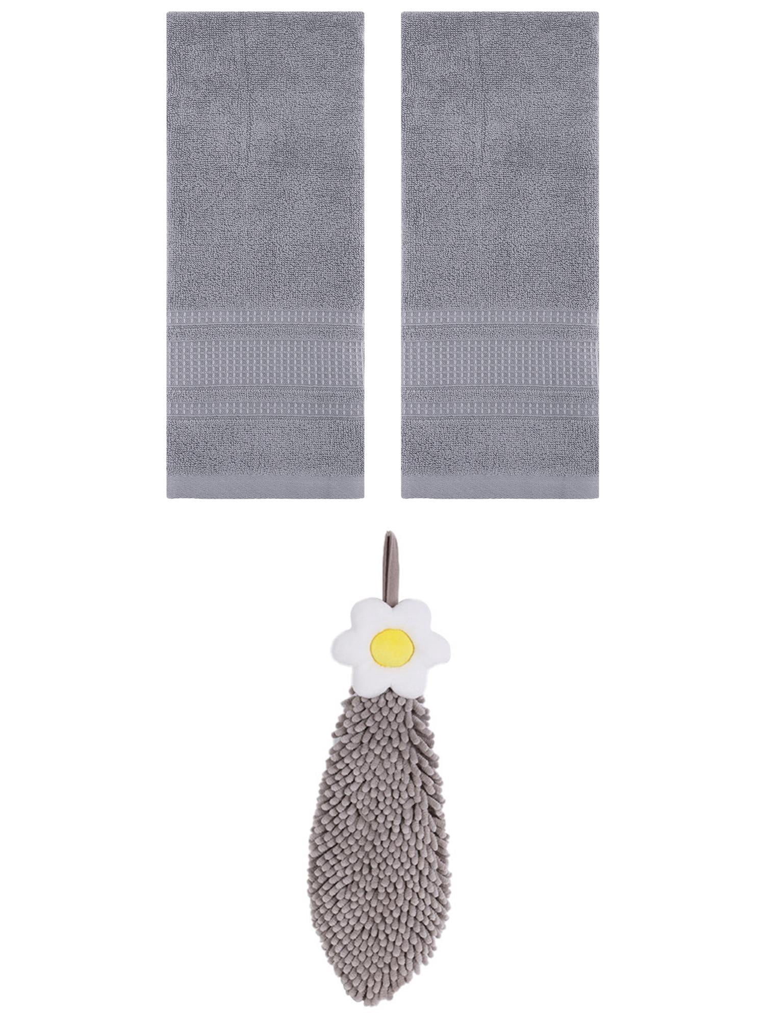 Unique Bargains 3 Pcs Solid Soft Hand Towels Grey 13" x 29"/6" x 15"