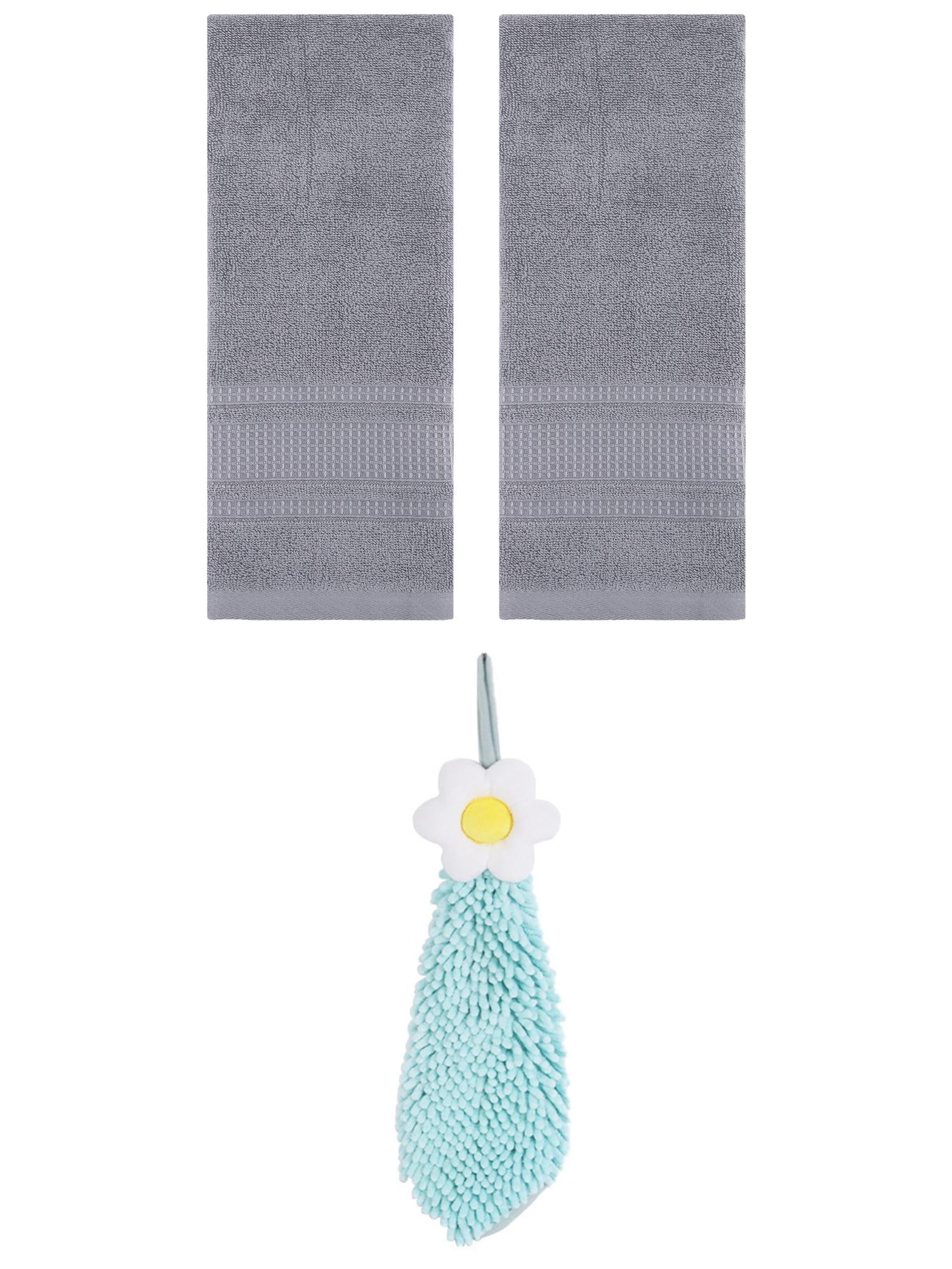 Unique Bargains 3 Pcs Solid Soft Hand Towels Grey/Green 13" x 29"/6" x 15"