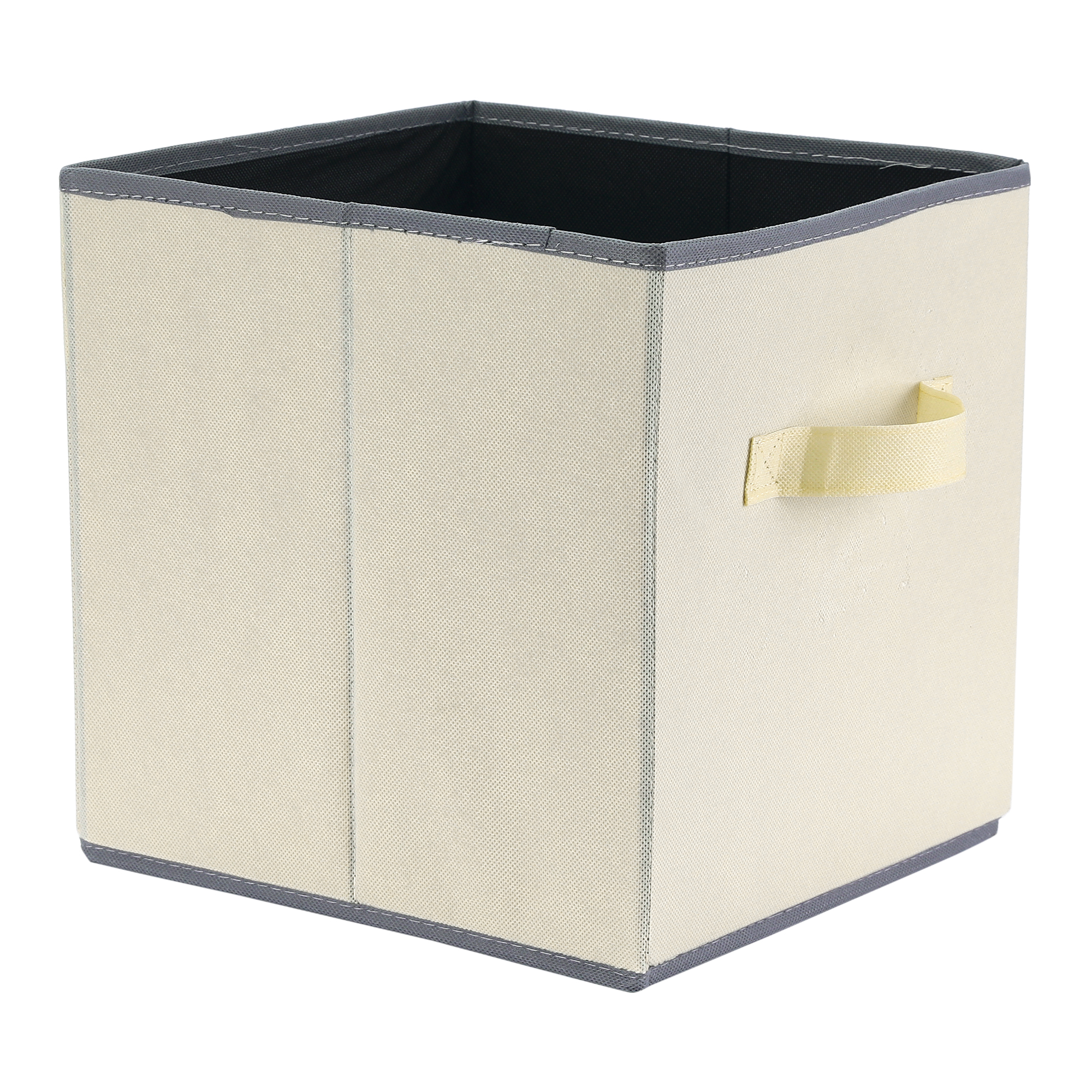 Unique Bargains 3 Pcs Square Fabric Collapsible Storage Basket Bin with Handle Beige M