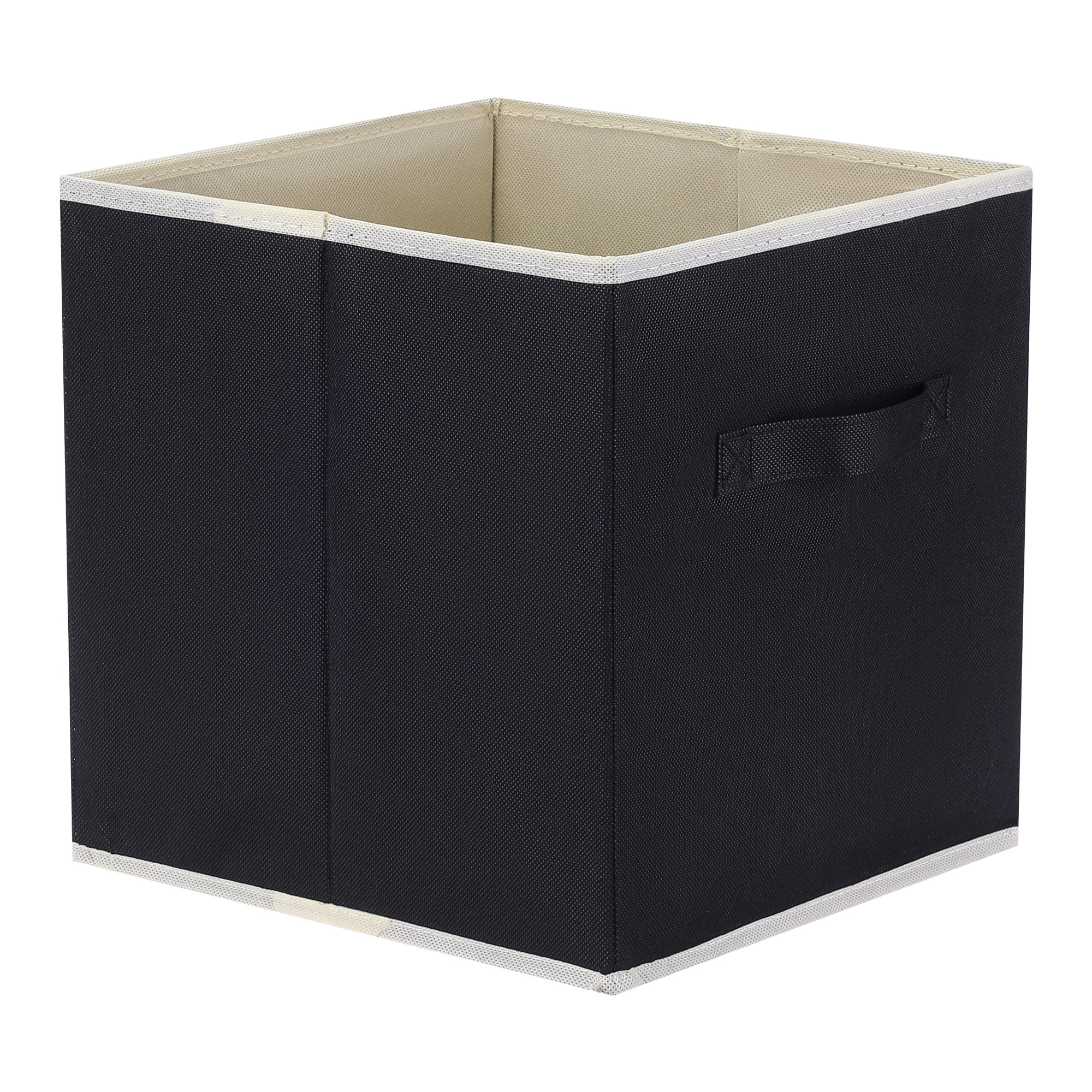 Unique Bargains 3 Pcs Square Fabric Collapsible Storage Basket Bin with Handle Black M