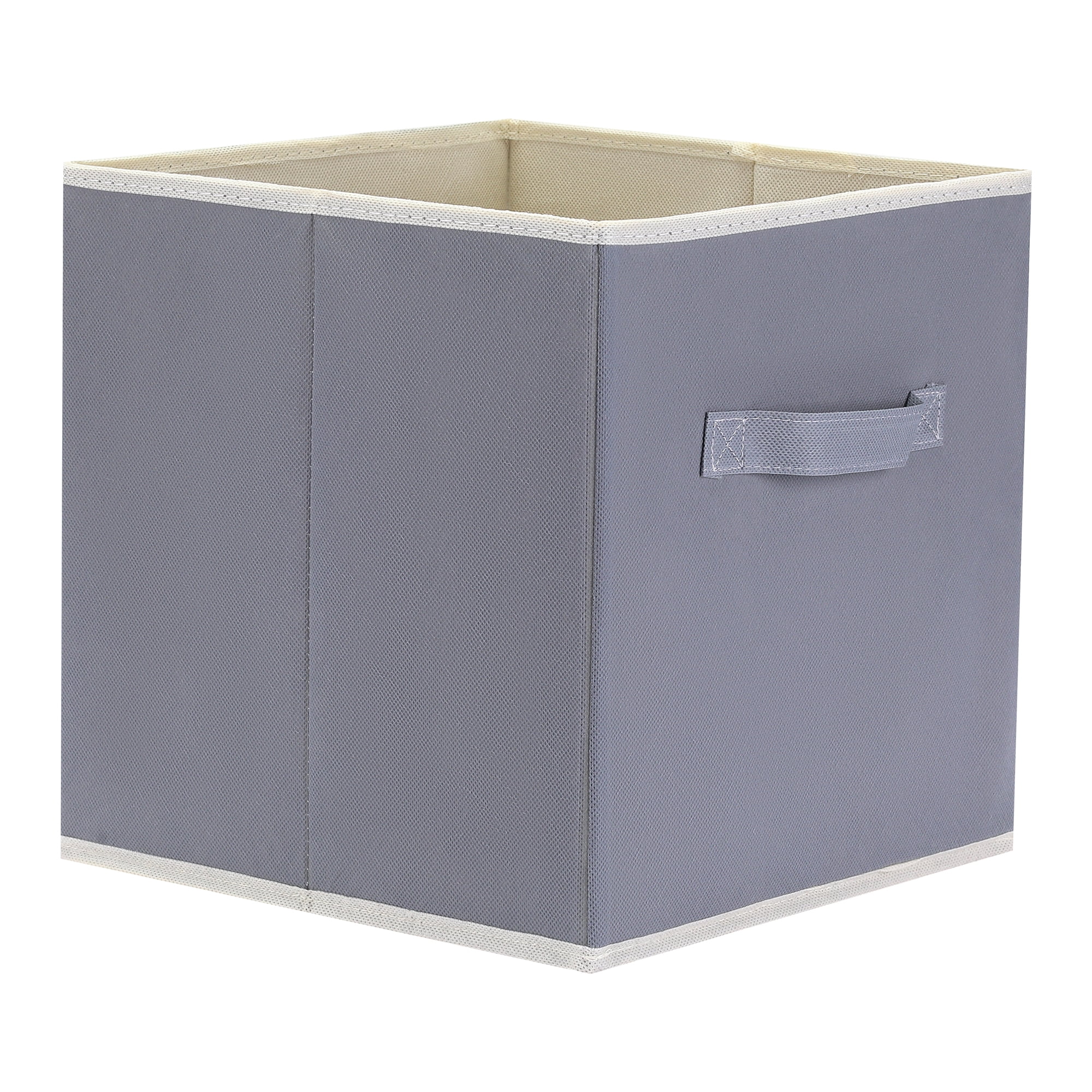 Unique Bargains 3 Pcs Square Fabric Collapsible Storage Basket Bin with Handle Grey L